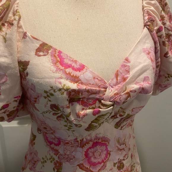 Women’s Floral Sweetheart Neck Puff Sleeve Long Feminine Avec Les Filles New 6 - Picture 3 of 16